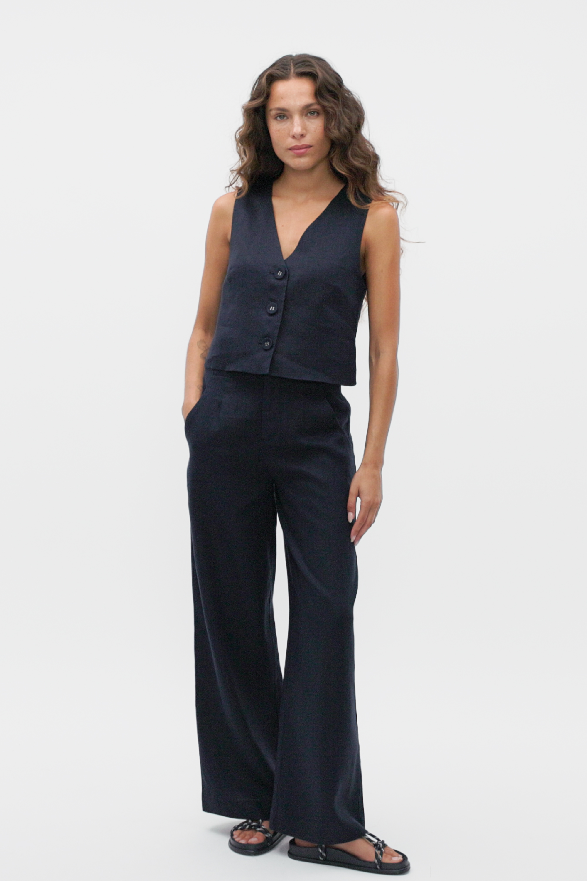 Core Linen Waisted Pant | Twilight Blue | Seed Heritage